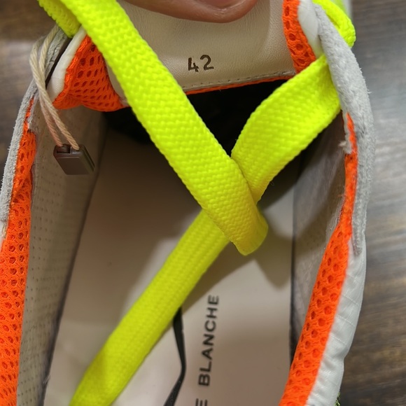 Voile Blanche Mens Sneaker White Neon Yellow and Orange Suede Shoes Size… - Picture 10 of 13